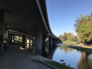 Cement bridge over East LA park