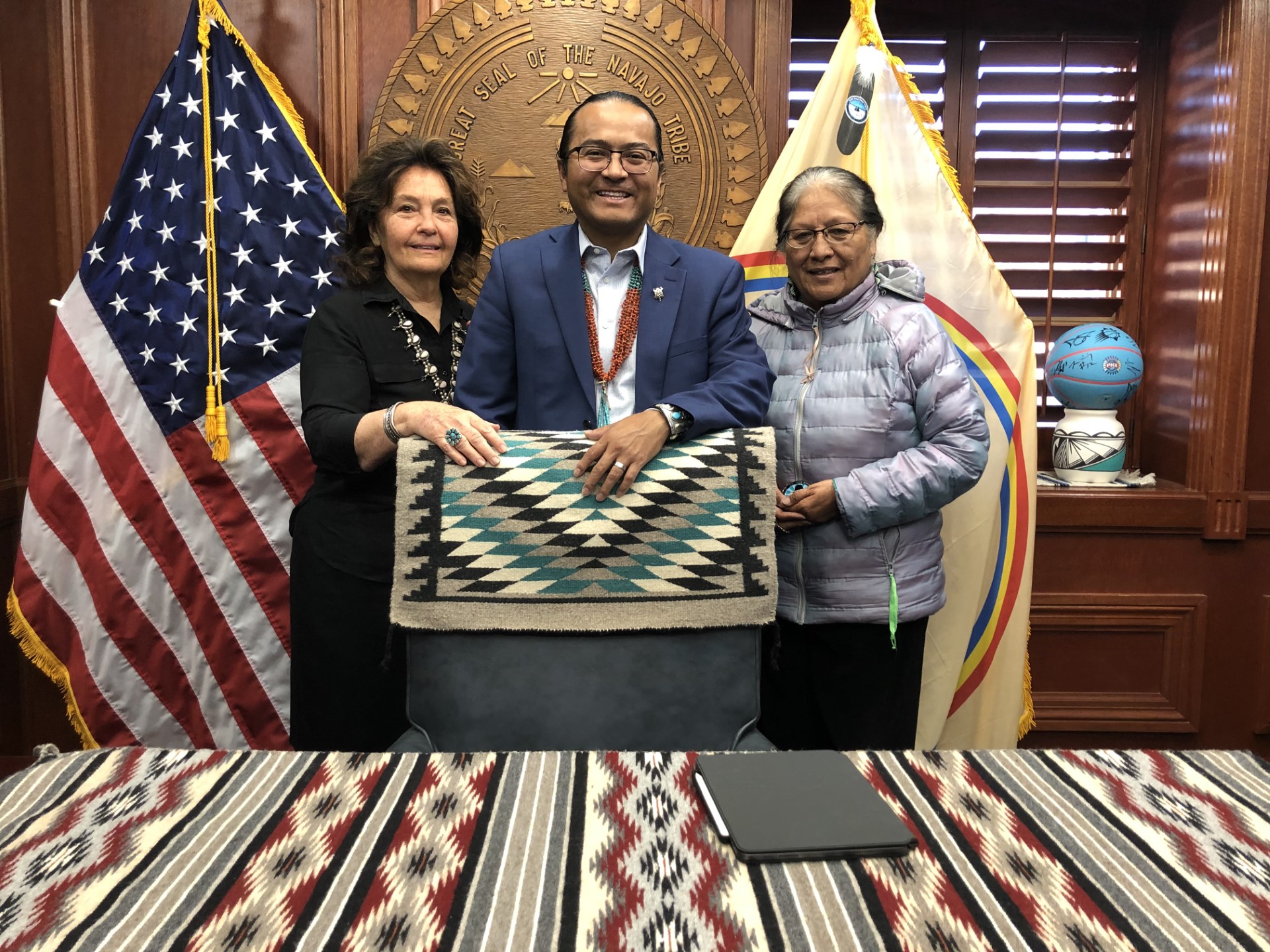The meeting concluded with Barbara and the head of the Navajo Nation Scholarship Office, Rose Graham, updating President Nygren on the range of research projects that Navajo educators and leaders are doing as part of their EdD studies at Fielding.